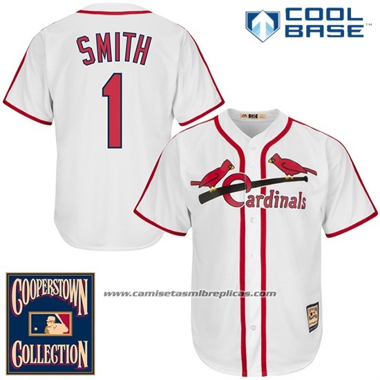 Camiseta Beisbol Hombre St. Louis Cardinals St Louis Ozzie Smith 1 Blanco Cool Base Cooperstown